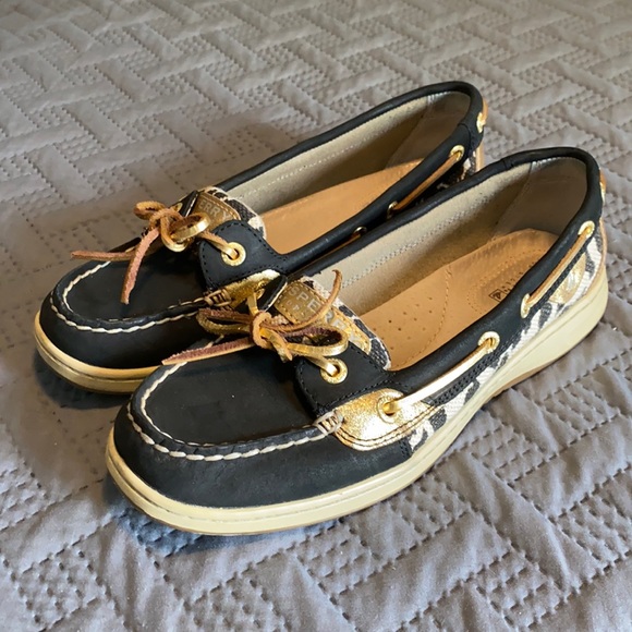 Sperry Shoes - Sperry: Black and Gold Animal Print - Size 7.5